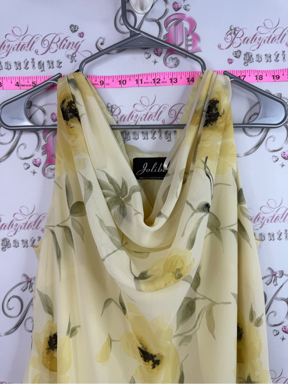 JOLIBEL dress long flowy Y2k flowers Yellow Floral Maxi Dress - Picture 4 of 9